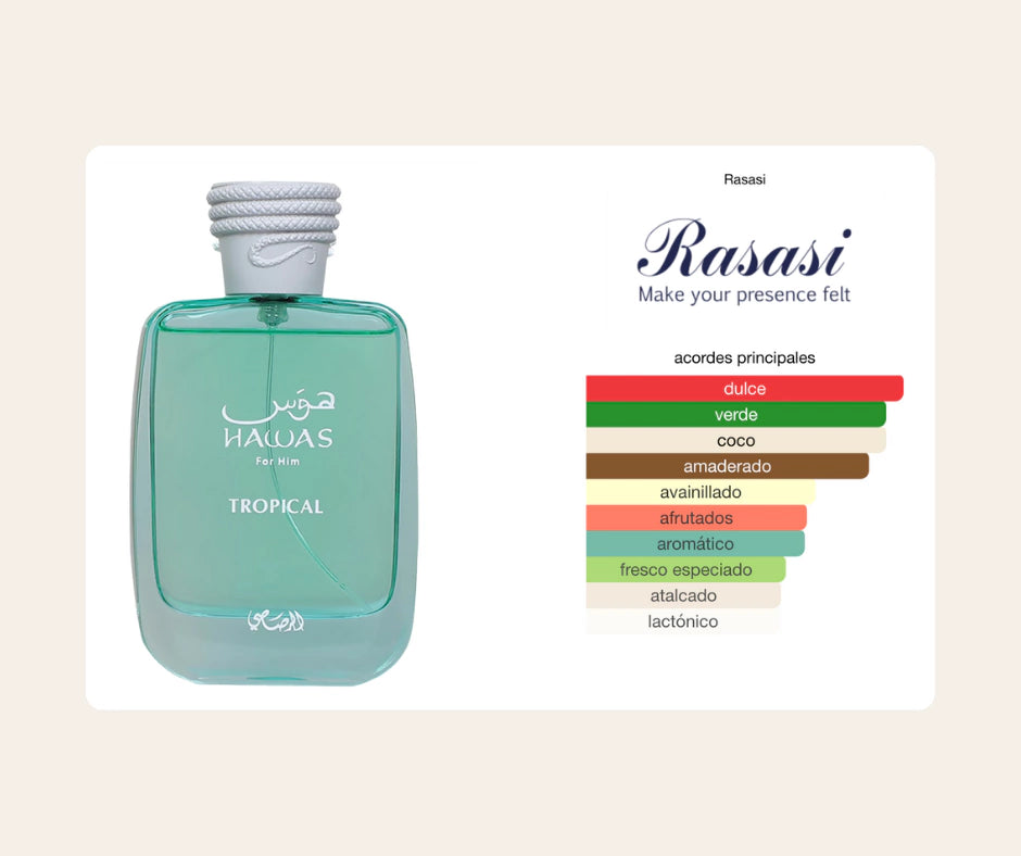 Hawas Tropical — Rasasi Frescura tropical que roba miradas
